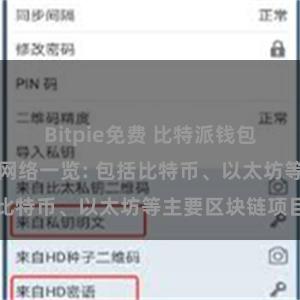 Bitpie免费 比特派钱包支持的区块链网络一览: 包括比特币、以太坊等主要区块链项目