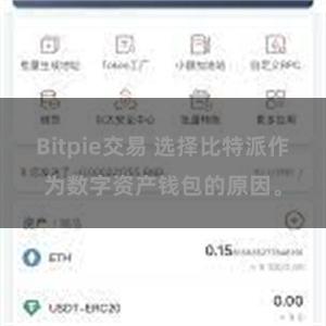 Bitpie交易 选择比特派作为数字资产钱包的原因。