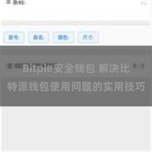 Bitpie安全钱包 解决比特派钱包使用问题的实用技巧