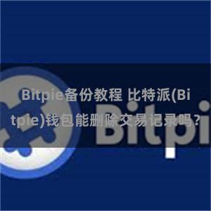 Bitpie备份教程 比特派(Bitpie)钱包能删除交易记录吗？